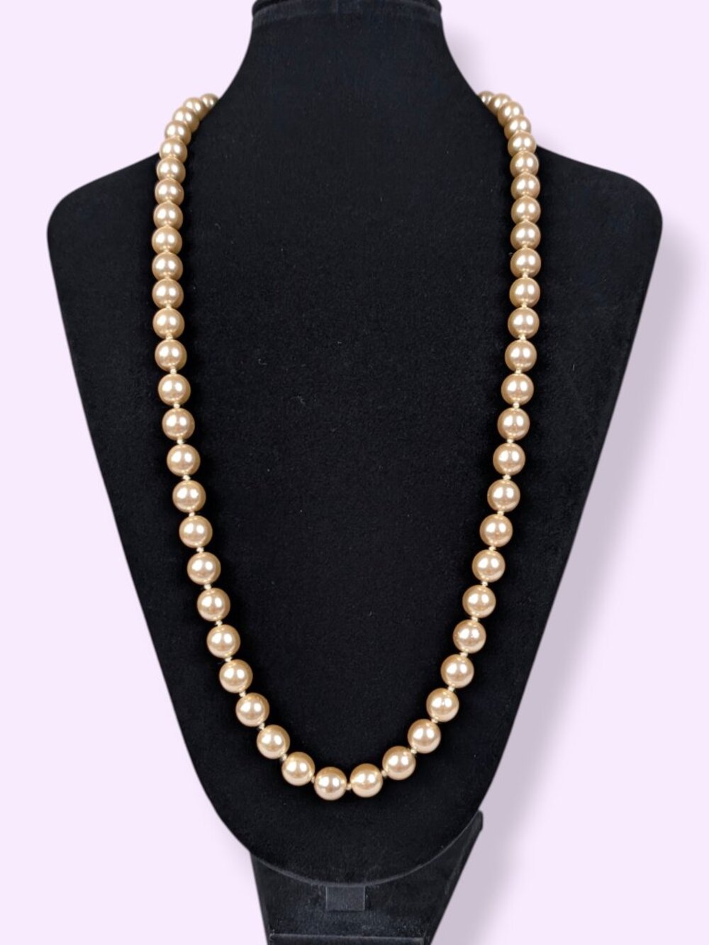 Vintage Joan Rivers Knotted Brown Faux Pearl Necklace